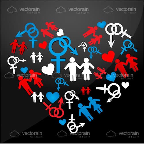 Heart Made of Gender and Couples Collage